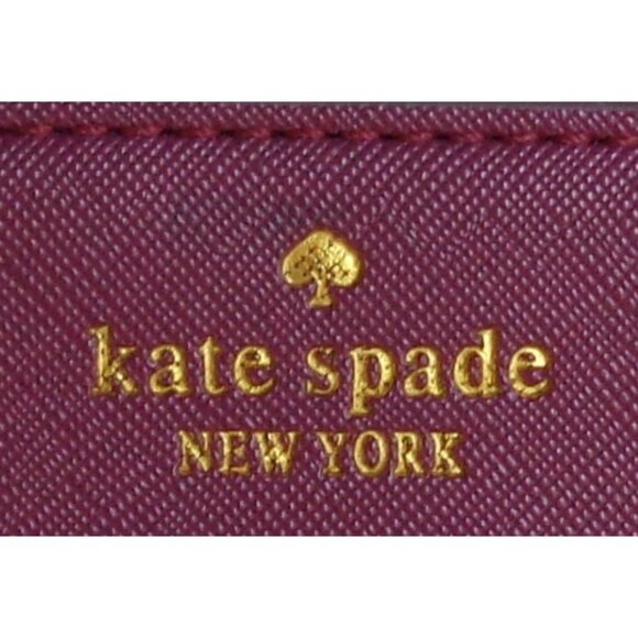 Kate Spade Dark Burgundy Plum Triple Compartment Roomy Large 8" Wallet Zipper - Picture 2 of 8